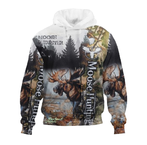 Unique Hoodie/Zipper White Moose