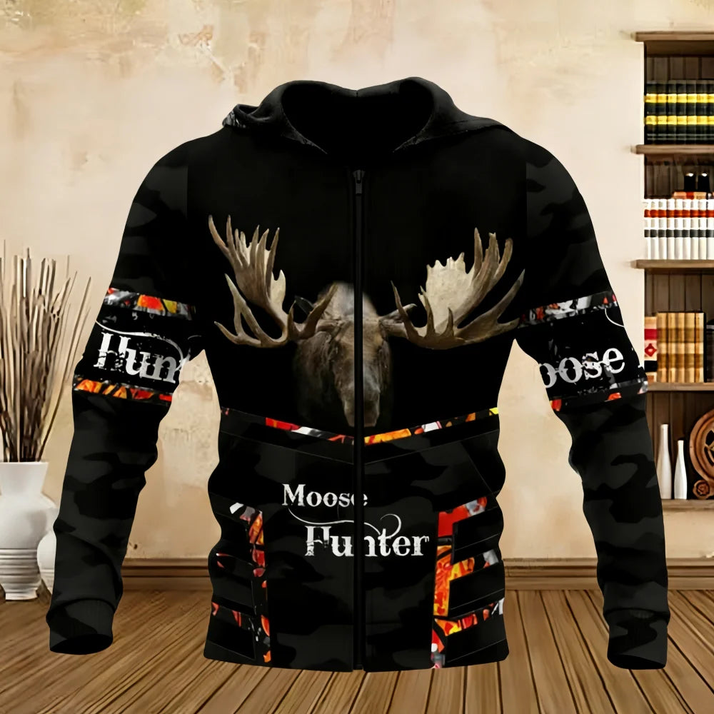 Zipper Hoodie Moose Pochette