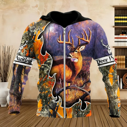 Zipper Hoodie Purple Deer